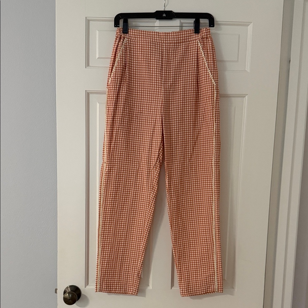 Hunter Bell Peach and White Checkered Pants